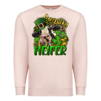 Pale Pink One lucky Heifer Premium Sweatshirt - CowGirlArtShop
