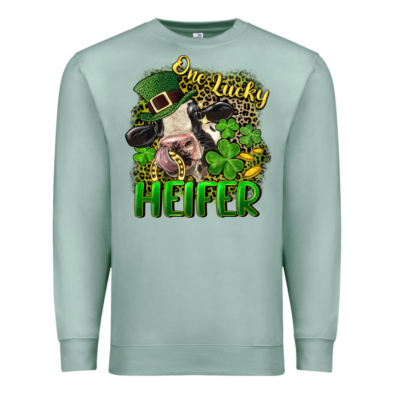 One Lucky Heifer Premium Sweatshirt by CowGirlArtShop | Teevron
