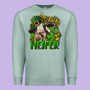 One Lucky Heifer Premium Sweatshirt Designed By Cowgirlartshop