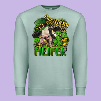One Lucky Heifer Premium Sweatshirt Designed By Cowgirlartshop