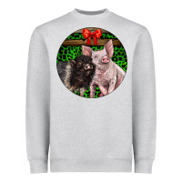 Heather Grey christmas pig Heavyweight Sweatshirt - LillyAllenDesigns