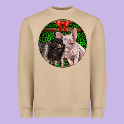 Christmas Pig Heavyweight Sweatshirt Designed By Lillyallendesigns