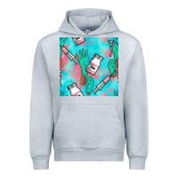 Heather Grey Nurse Gloves Seamless Pattern Urban Hoodie - BundleAndBundleShop