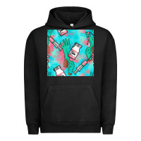Pigment Black Nurse Gloves Seamless Pattern Urban Hoodie - BundleAndBundleShop