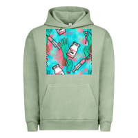 Pigment Oil Green Nurse Gloves Seamless Pattern Urban Hoodie - BundleAndBundleShop