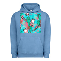 Pigment Pebble Blue Nurse Gloves Seamless Pattern Urban Hoodie - BundleAndBundleShop