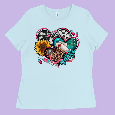 Nurse Hearts Ladies Tee Designed By Jasminsmagicworld