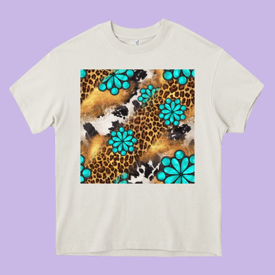 Western Turquoise Gemstone Seamless Pattern Heavy Core Tee Designed By Bundleandbundleshop