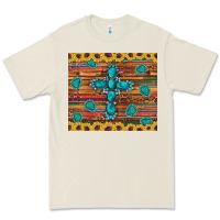 Bone western gemstone cross sunflowers leopard serape glitter wooden tumble Premium Tee - Artiststas