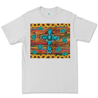 Dove Grey western gemstone cross sunflowers leopard serape glitter wooden tumble Premium Tee - Artiststas