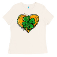 Bone St. Patrick's Day Heart with Shamrock Ladies Tee - Jasminsmagicworld