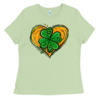 Matcha St. Patrick's Day Heart with Shamrock Ladies Tee - Jasminsmagicworld