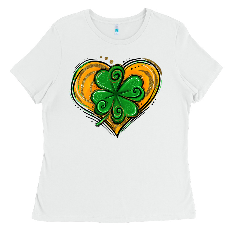 St. Patrick's Day Heart With Shamrock Ladies Tee by Jasminsmagicworld | Teevron