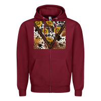 Burgundy western sunflowers and cowhide tumbler tbs Zipper Hoodie - TumblerDesignByShophia