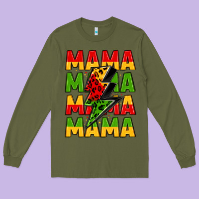 Mama Lightning Bolt Juneteenth Long Sleeve Tee Designed By Lillyallendesigns