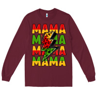 Burgundy mama lightning bolt juneteenth Long Sleeve Tee - LillyAllenDesigns