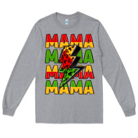 Heather Grey mama lightning bolt juneteenth Long Sleeve Tee - LillyAllenDesigns