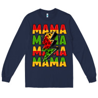 Navy mama lightning bolt juneteenth Long Sleeve Tee - LillyAllenDesigns
