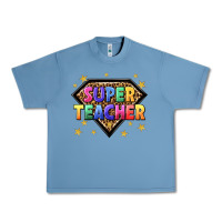 Pebble Blue super teacher with leopard Urban Heavy Tee - NancyCooperArtShop