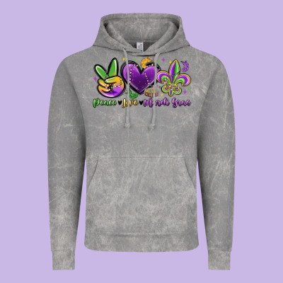 Peace Love Mardi Gras Vintage Hoodie Designed By Maliassmallbusiness