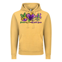Vintage Mustard peace love mardi gras Vintage Hoodie - MaliasSmallBusiness