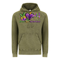 Vintage Olive peace love mardi gras Vintage Hoodie - MaliasSmallBusiness