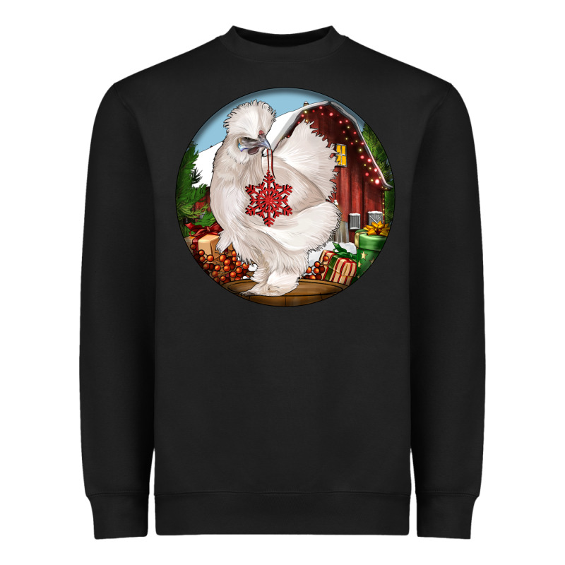 Silkie Chicken Christmas Heavyweight Sweatshirt by LillyAllenDesigns | Teevron