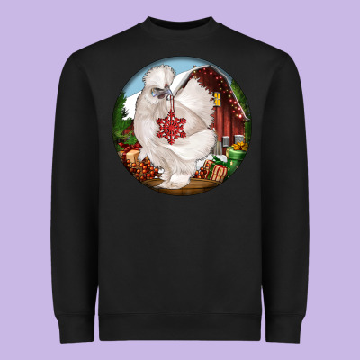 Silkie Chicken Christmas Heavyweight Sweatshirt Designed By Lillyallendesigns