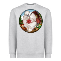 Heather Grey silkie chicken christmas Heavyweight Sweatshirt - LillyAllenDesigns