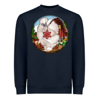 Navy silkie chicken christmas Heavyweight Sweatshirt - LillyAllenDesigns