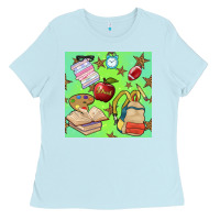 Baby Blue school seamless pattern Ladies Tee - BundleAndBundleShop
