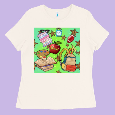 School Seamless Pattern Ladies Tee Designed By Bundleandbundleshop