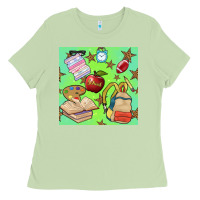 Matcha school seamless pattern Ladies Tee - BundleAndBundleShop