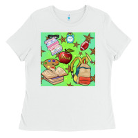 White school seamless pattern Ladies Tee - BundleAndBundleShop