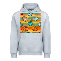 Heather Grey Pumpkin And Glitter Seamless Pattern Urban Hoodie - BundleAndBundleShop