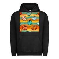 Pigment Black Pumpkin And Glitter Seamless Pattern Urban Hoodie - BundleAndBundleShop