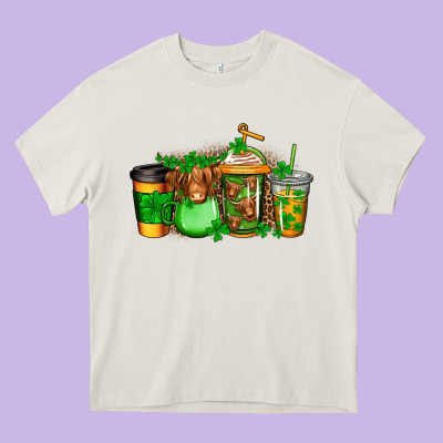 Longhaired Cow St Patricks Coffee Heavy Core Tee Designed By Jasminsmagicworld