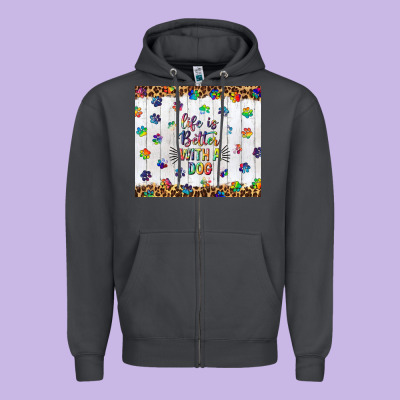 Life Is Better With A Dog Tumbler Tbs Zipper Hoodie Designed By Tumblerdesignbyshophia