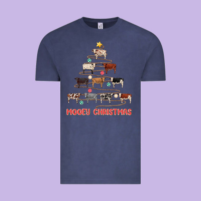 Mooey Christmas Vintage Tee Designed By Maliassmallbusiness