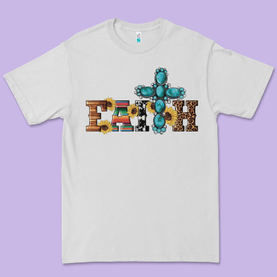 Western Gemstone Cross Faith Premium Tee Designed By Artiststas