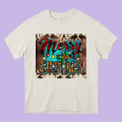 Merry Christmas Cross Tumbler Heavy Core Tee Designed By Jahusdesignshop
