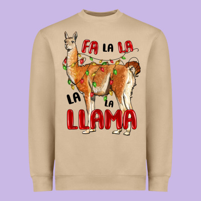 Christmas Llama Heavyweight Sweatshirt Designed By Lillyallendesigns