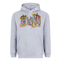 Heather Grey He is risen Easter  Easter Day Heavyweight Hoodie - CowGirlArtShop