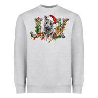 Heather Grey Russian Blue Cat Joy Heavyweight Sweatshirt - LillyAllenDesigns