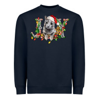 Navy Russian Blue Cat Joy Heavyweight Sweatshirt - LillyAllenDesigns