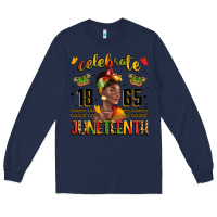 Navy celebrate 1865 juneteenth with black woman Long Sleeve Tee - LillyAllenDesigns