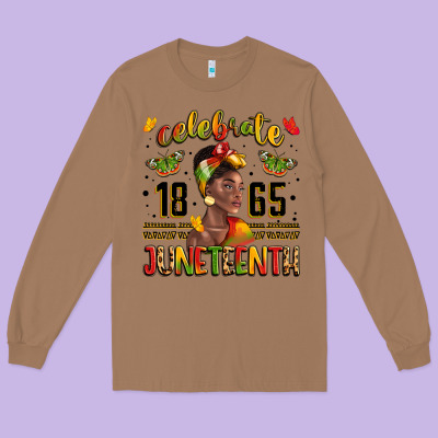 Celebrate 1865 Juneteenth With Black Woman Long Sleeve Tee Designed By Lillyallendesigns