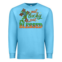 Ocean Blue Not lucky just Blessed with Cross St. Patricks day Premium Sweatshirt - HowdyJamesFarm