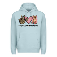 Blue Mist peace love chihuahua Premium Hoodie - JahusDesignShop