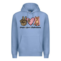 Colony Blue peace love chihuahua Premium Hoodie - JahusDesignShop